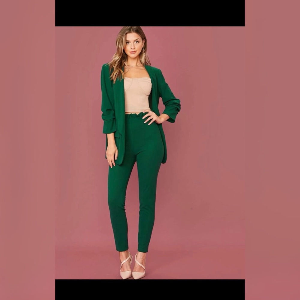 Dark green blazer and pants set